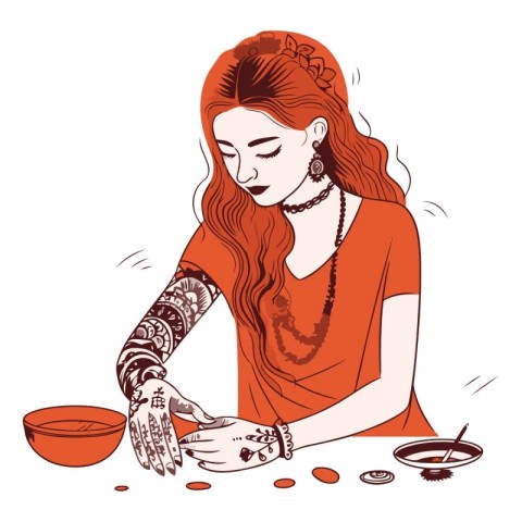 Beautiful young woman is making a clay bowl.