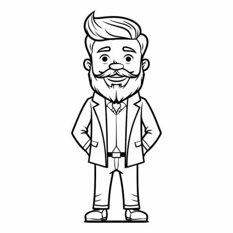 Hipster man cartoon in black and white vector illustration graph