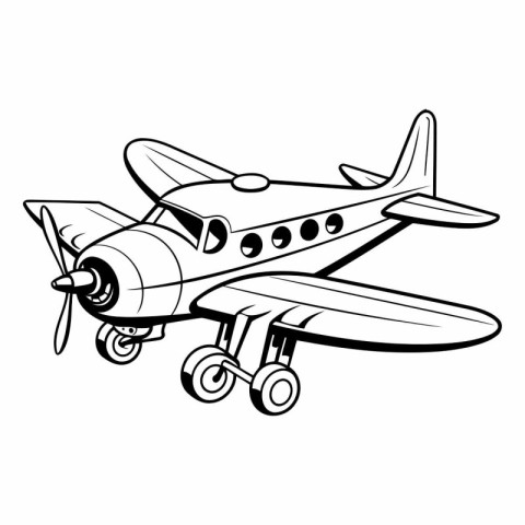 Retro airplane icon. Cartoon illustration of retro airplane vect