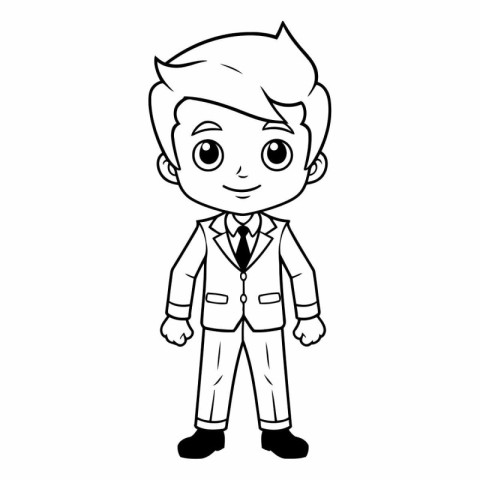 Vector illustration of a cute boy in business suit. Cartoon styl