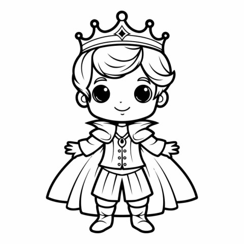 Cute little princess with a crown for coloring book