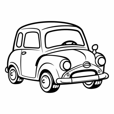 Retro car icon. Hand drawn illustration of retro car vector icon