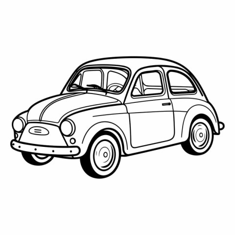 Retro car isolated on white background. Vector hand drawn illust