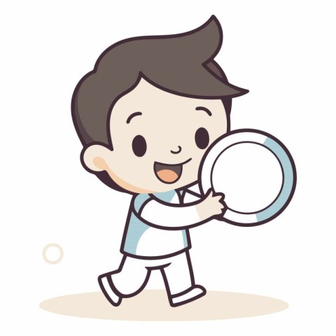 Illustration of a Kid Boy Holding a Magnifying Glass - Vector