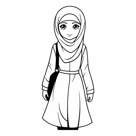 muslim woman wearing traditional clothes icon over white backgro