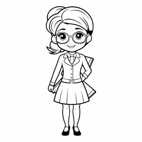 Coloring book for children: girl in school uniform