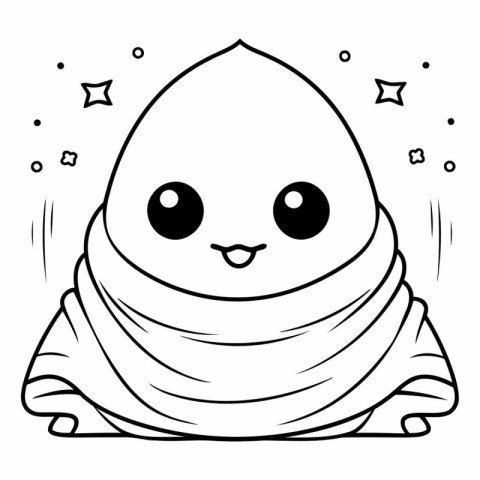 Illustration of a Cute Baby Boy Wrapped in a Scarf