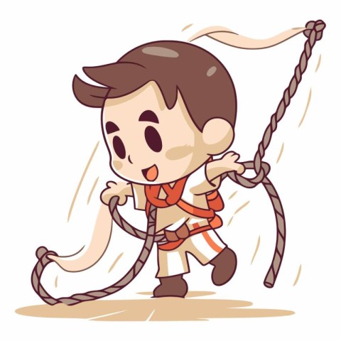 Illustration of a Kid Boy Pulling Rope on His Rope