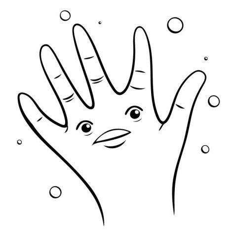 Black and White Cartoon Illustration of Hand Gesture for Colorin