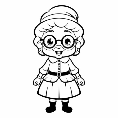 Coloring book for children: little girl in glasses.