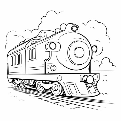 Steam locomotive. Coloring book for children.