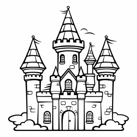 Coloring book for children: fairy tale castle.