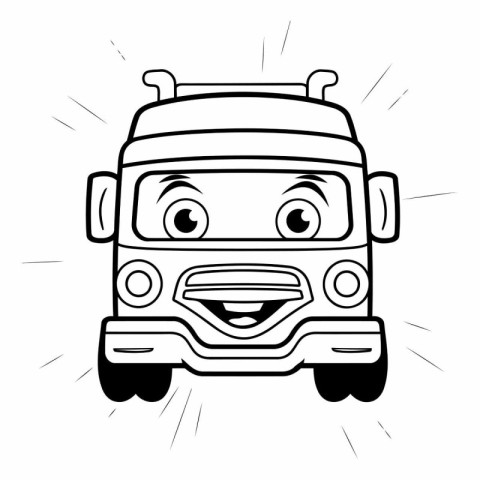 Vector Illustration of a Cartoon Truck Character with Happy Faci