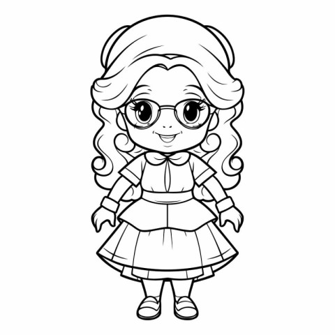 Coloring book for children: girl in glasses.