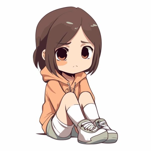 Illustration of a Cute Little Girl Wearing a Hoodie