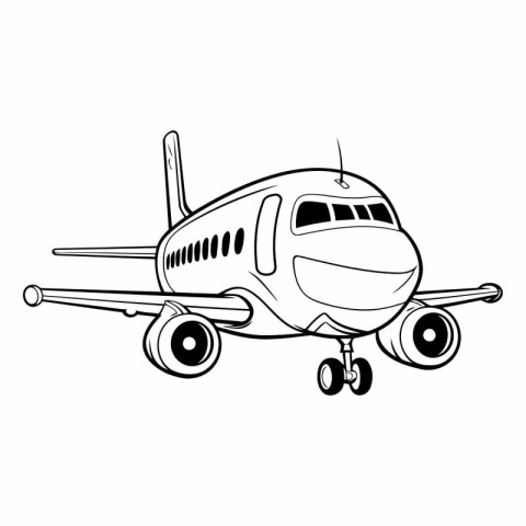 Airplane icon of a plane on white background.