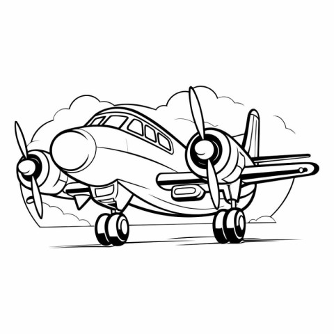 Vector illustration of retro airplane on a white background. Car