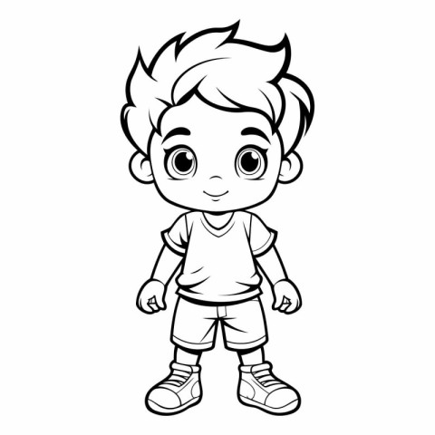 Cute Little Boy Cartoon Mascot Character Vector Illustration.