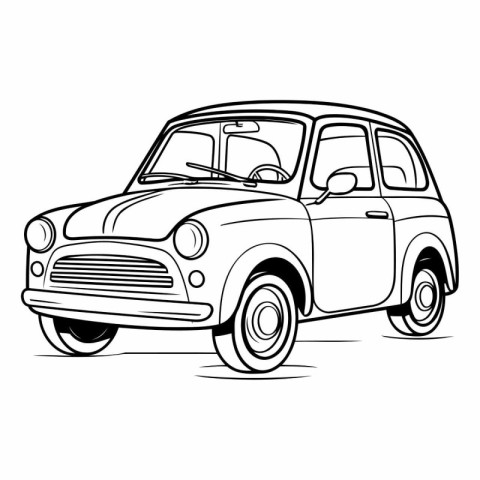 Vintage car. Side view on white background.