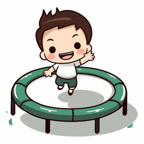 Cute boy jumping on a trampoline.