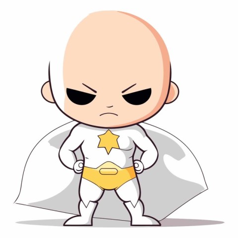 Baby in Superhero Costume - Cute Cartoon Style Vector Illustrati