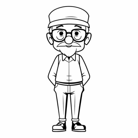 old man with mustache and cap avatar cartoon character vector il