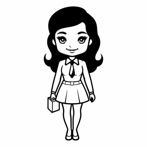 cute little student girl with briefcase character vector illustr