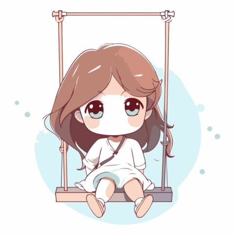 Illustration of a Cute Little Girl Sitting on a Swing.