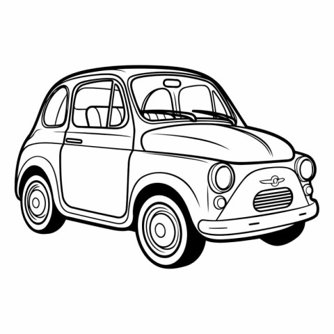 Retro car on a white background in sketch style.