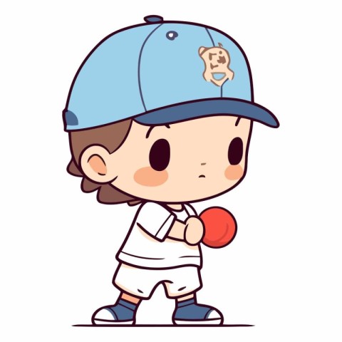 Cute Little Boy Playing Table Tennis Cartoon Character Vector Il