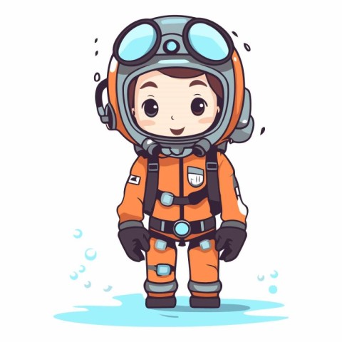 Cute little boy in space suit and helmet.