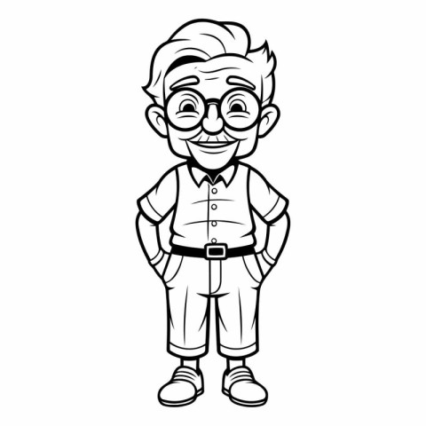 Grandfather Cartoon Mascot Vector Illustration. Grandfather Hips