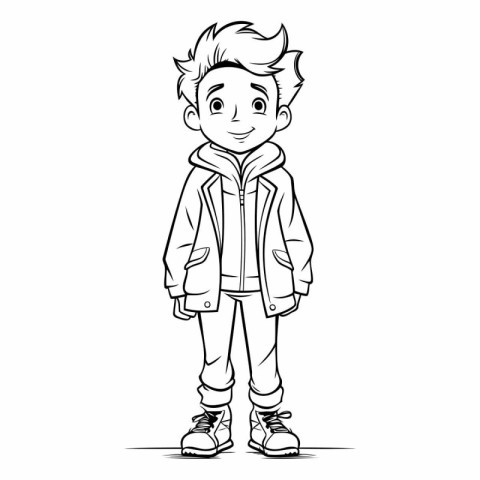 Vector illustration of a cute boy in winter clothes. Cartoon sty