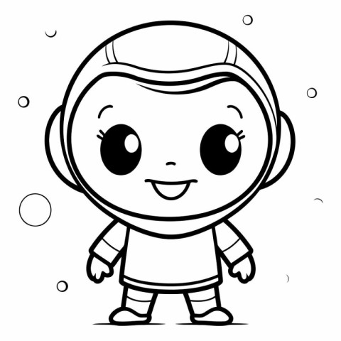 Black and White Cartoon Illustration of Astronaut Character for