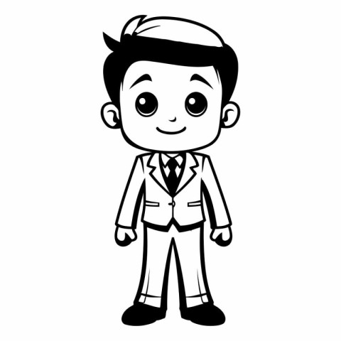 businessman cartoon icon over white background. black and white