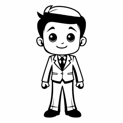 businessman cartoon icon over white background. black and white