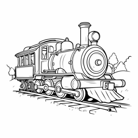 Vintage steam locomotive. hand drawn vector illustration isolate