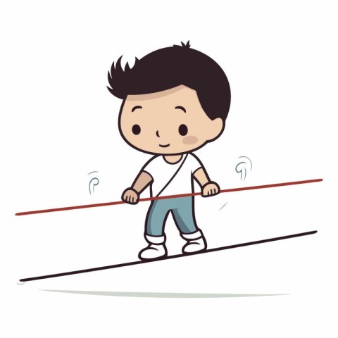 Illustration of a little boy crossing the finish line on white b