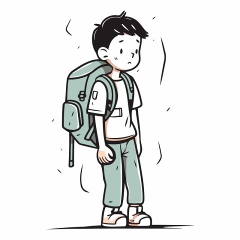 Illustration of a boy with a backpack on a white background.