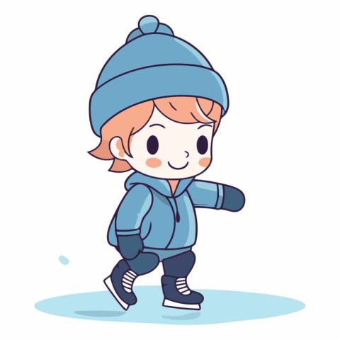 Cute little boy ice skating. Winter sport.