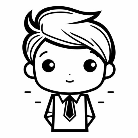 cute little boy with shirt and tie cartoon vector illustration g