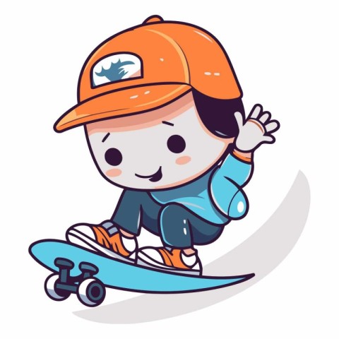 Cartoon boy riding skateboard of a boy on a skateboard.