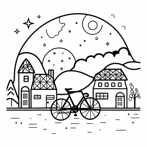 Cute hand drawn vector illustration in doodle style. Cityscape w