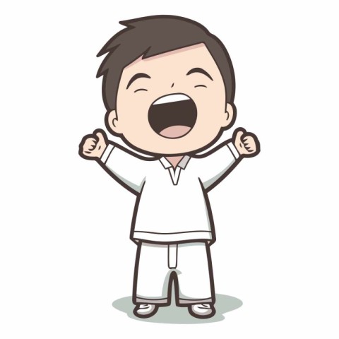 Happy boy in kimono character cartoon vector illustration graphi