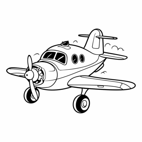 Vector illustration of a cartoon airplane. Coloring book for chi