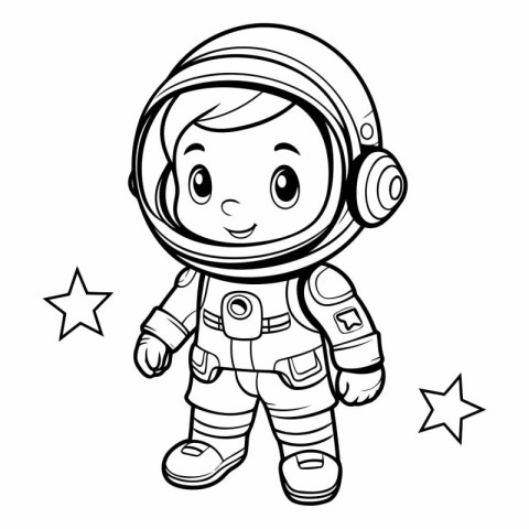 Coloring book for children: astronaut in space suit.