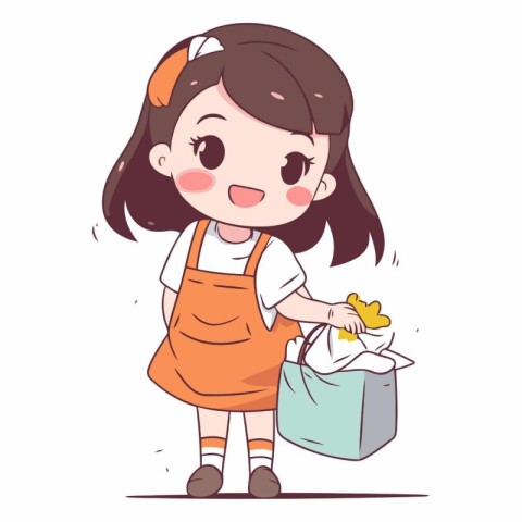 Cute little girl throwing garbage in the trash.