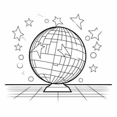 Vector illustration of a globe with arrows and stars on a white