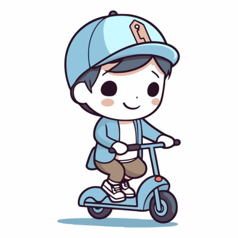 Boy riding a scooter. eps10.