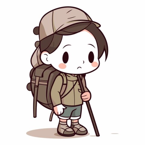 Illustration of a Boy Hiking with a Backpack - Vector